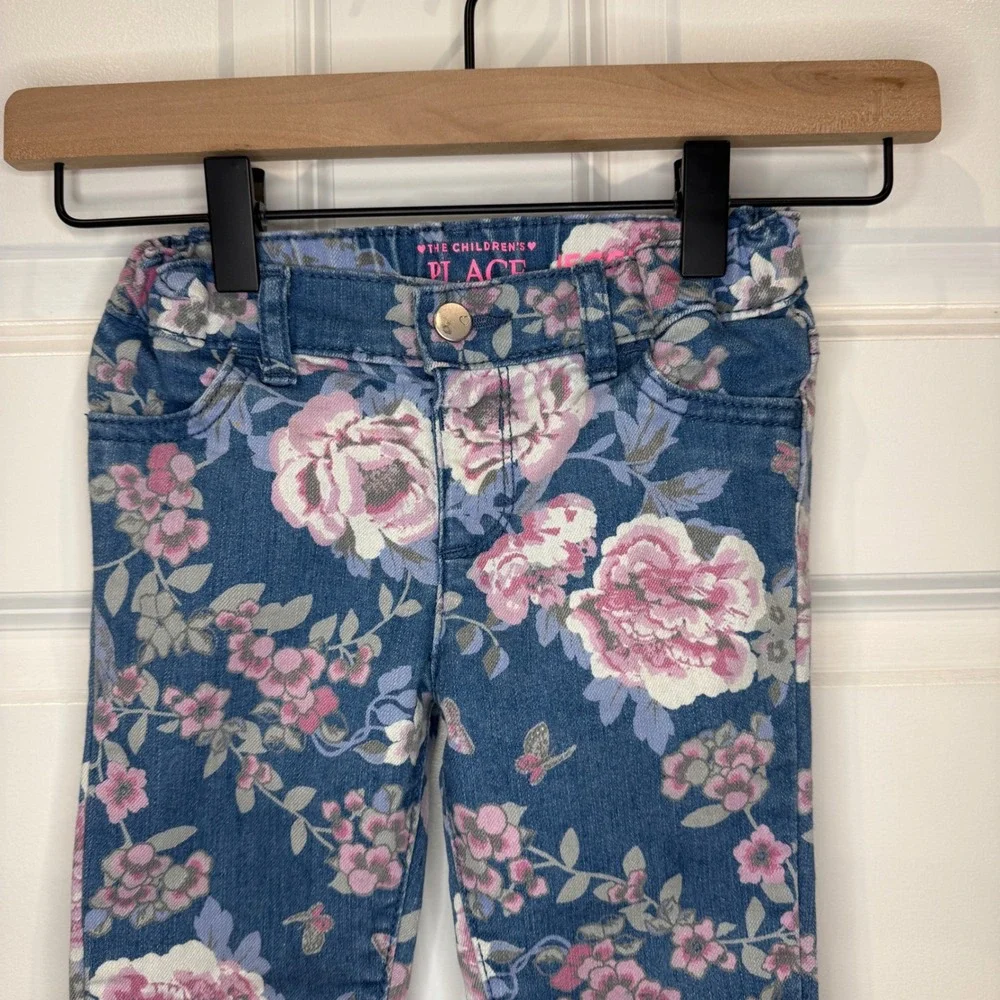 The Childrens Place Girls Jeans Blue Floral‎ Print Jegging Size 4T